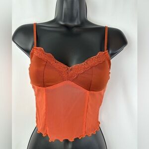 Sexy Y2K See-through Cropped Cami Orange sz S